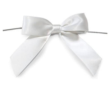 White Bows with Twist Ties 3" - 12ct