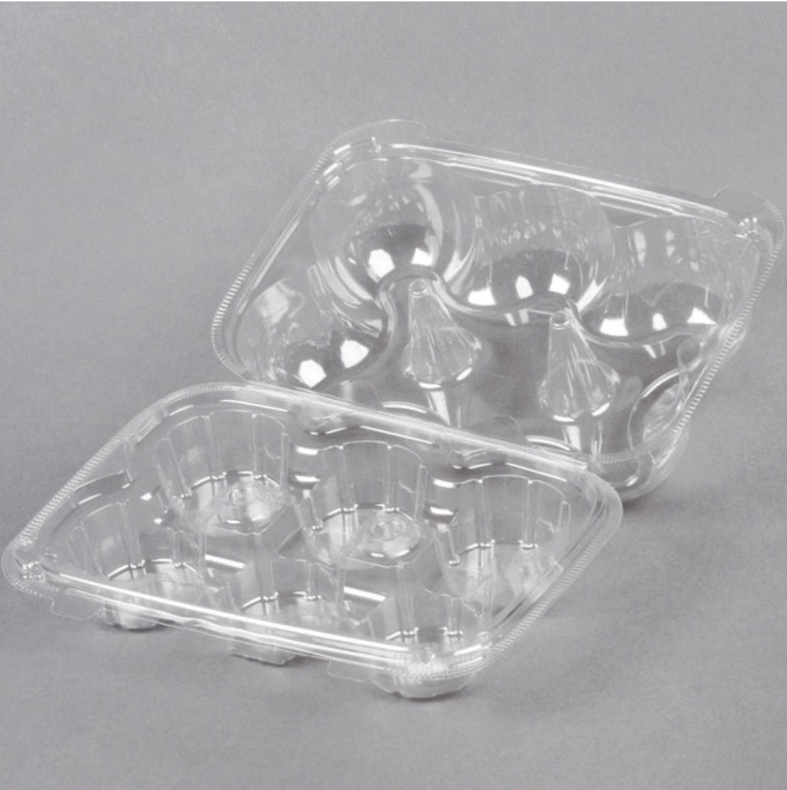 6 Compartment Hinged Cupcake Container