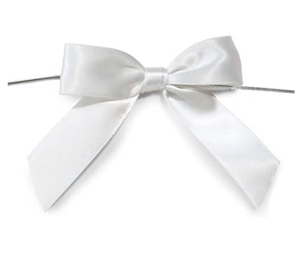 White Bows with Twist Ties 3" - 12ct