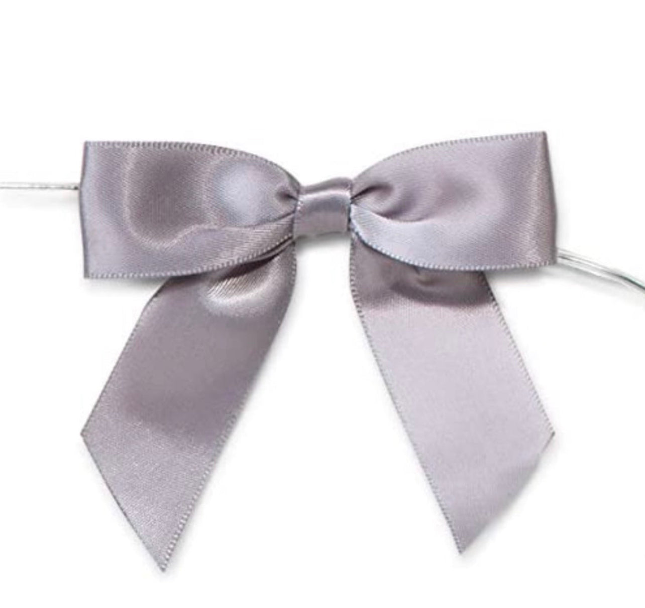 Silver Bows with Twist Ties 3" - 12ct