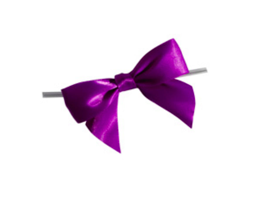 Purple Bows with Twist Ties 3" - 12ct