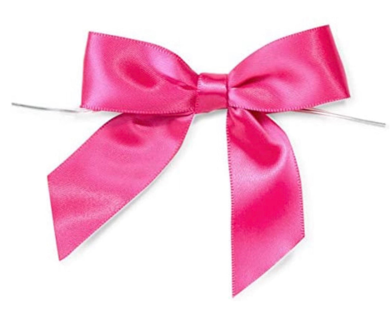 Hot Pink Bows with Twist Ties 3" - 12ct