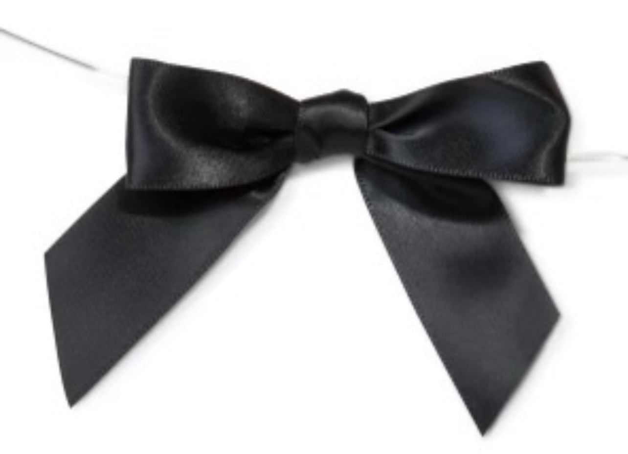 Black Bows with Twist Ties 3" - 12ct