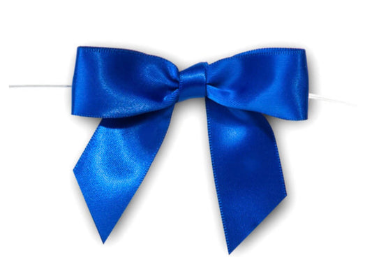 Royal Blue Bows with Twist Ties 3" - 12ct