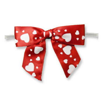 Large Red Bows with White Hearts 3" - 12ct