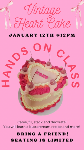 Vintage Heart Cake Class - Sunday January 12th @12pm