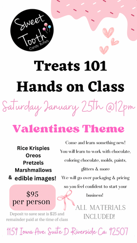 Valentines Treats Hands on Class - Saturday January 25th @12pm