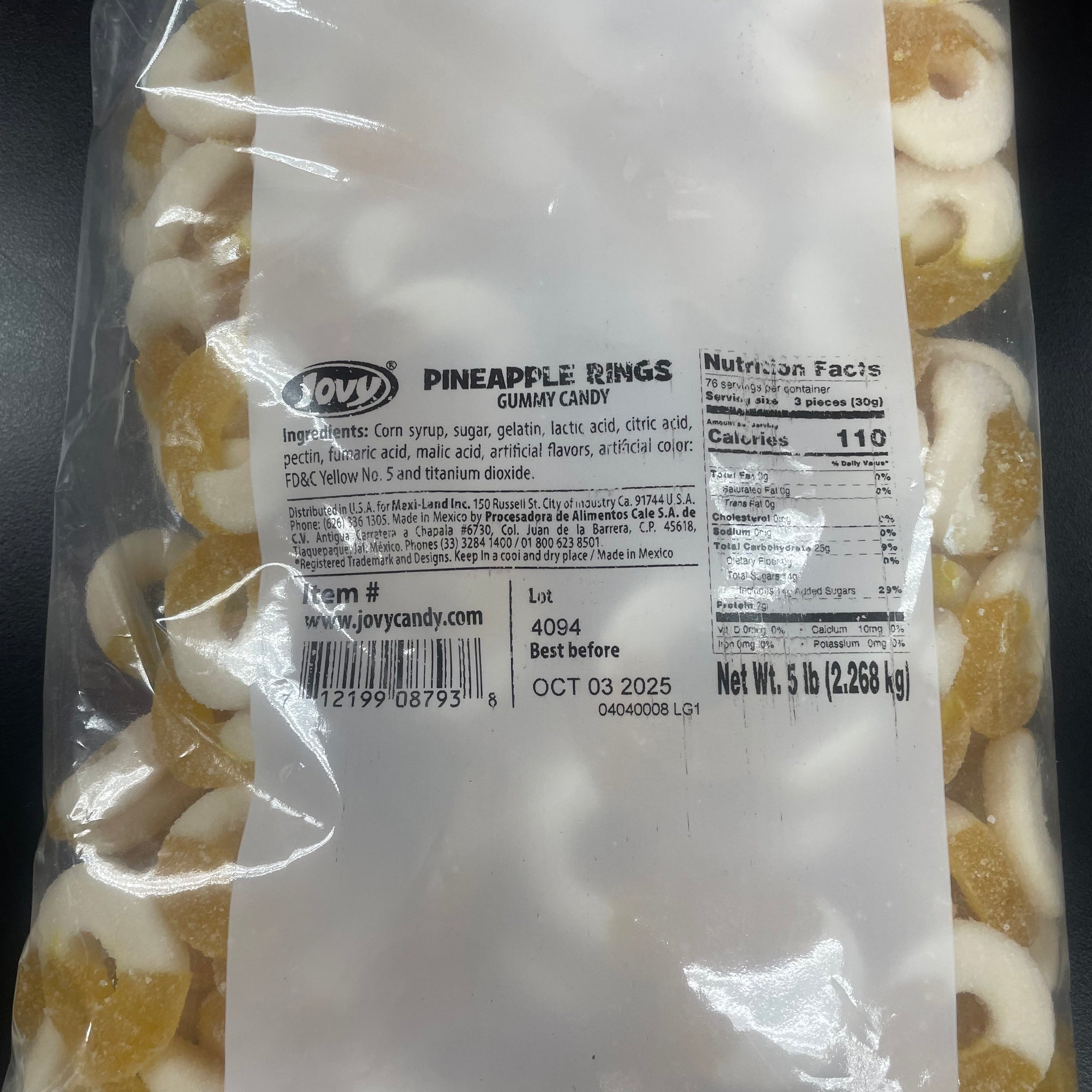Pineapple Gummy Rings 5Lbs