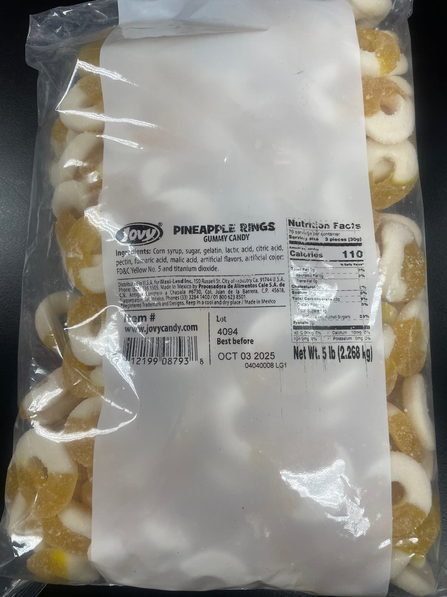 Pineapple Gummy Rings 5Lbs