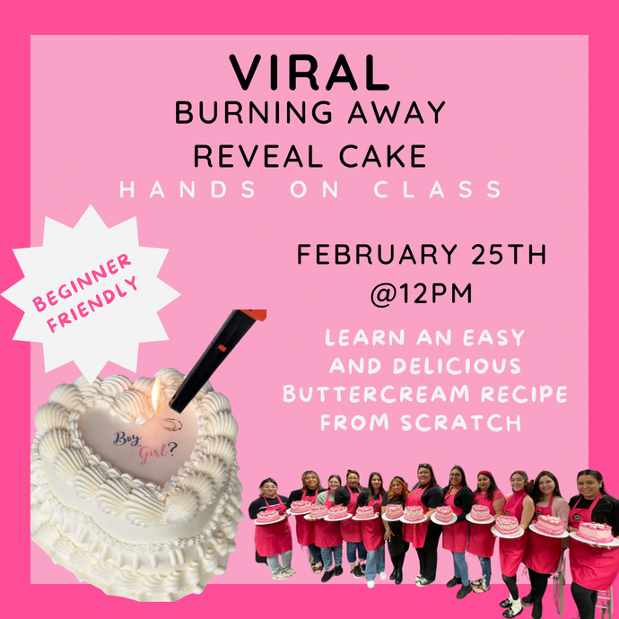 🔥 Viral Burn Away Reveal Cake Class 🎂 2-25-24