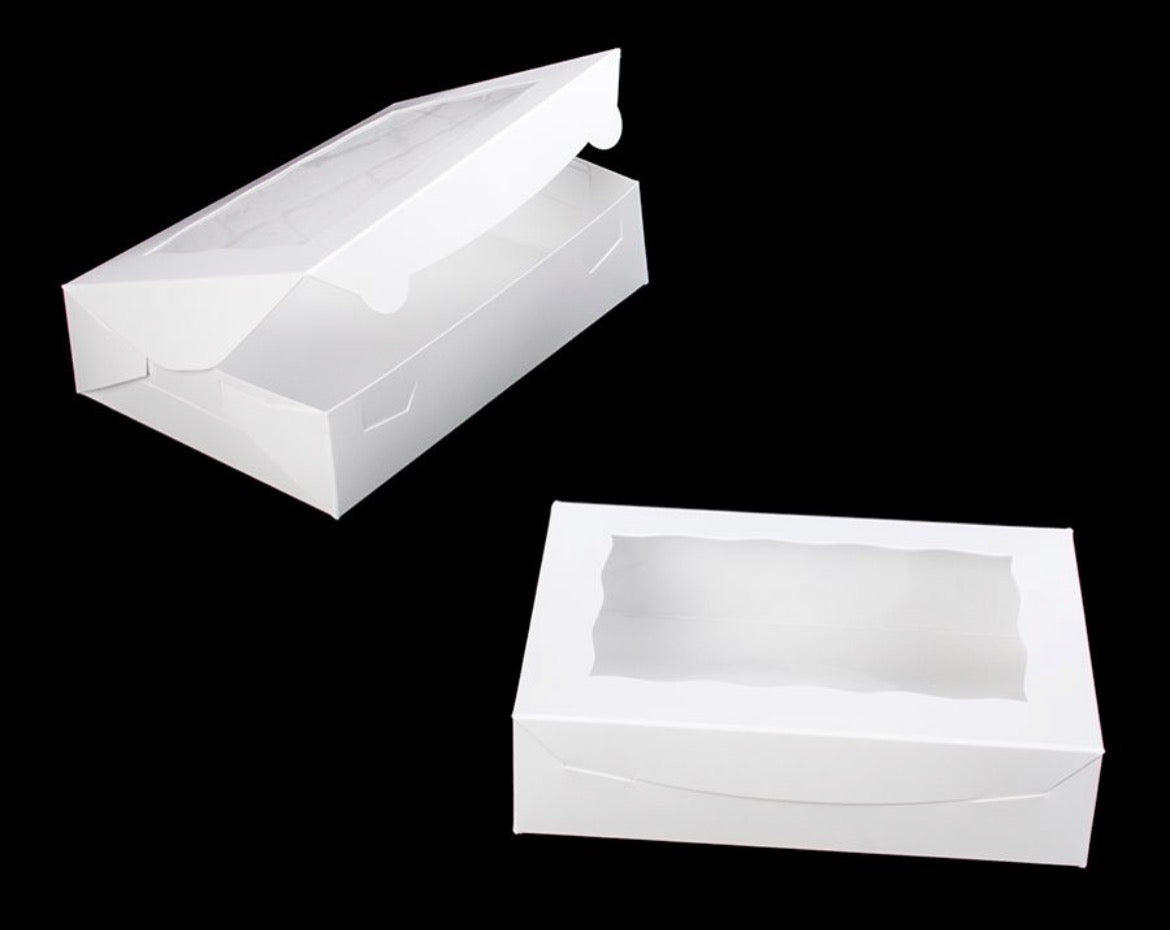 White/White Lock & Tab Box with Window - 10 x 7 x 2 1/2"