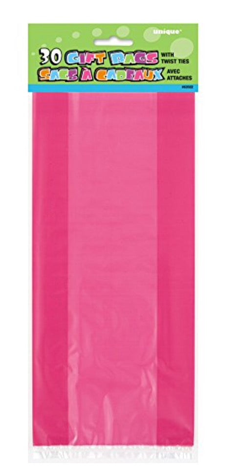 Hot Pink Cello Bags - 30 Count