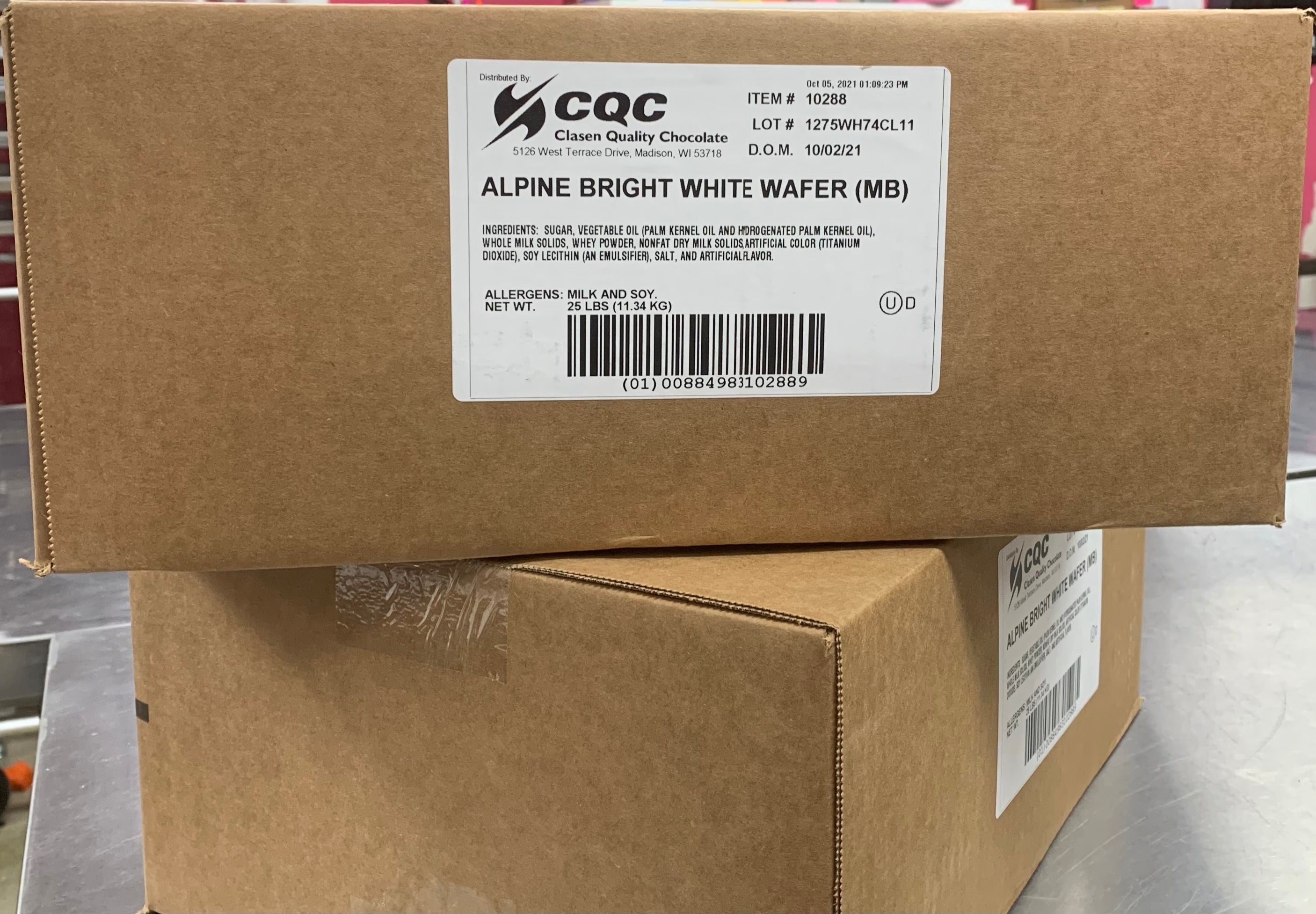Clasen Alpine Bright White Chocolate Melts - 25LB Case