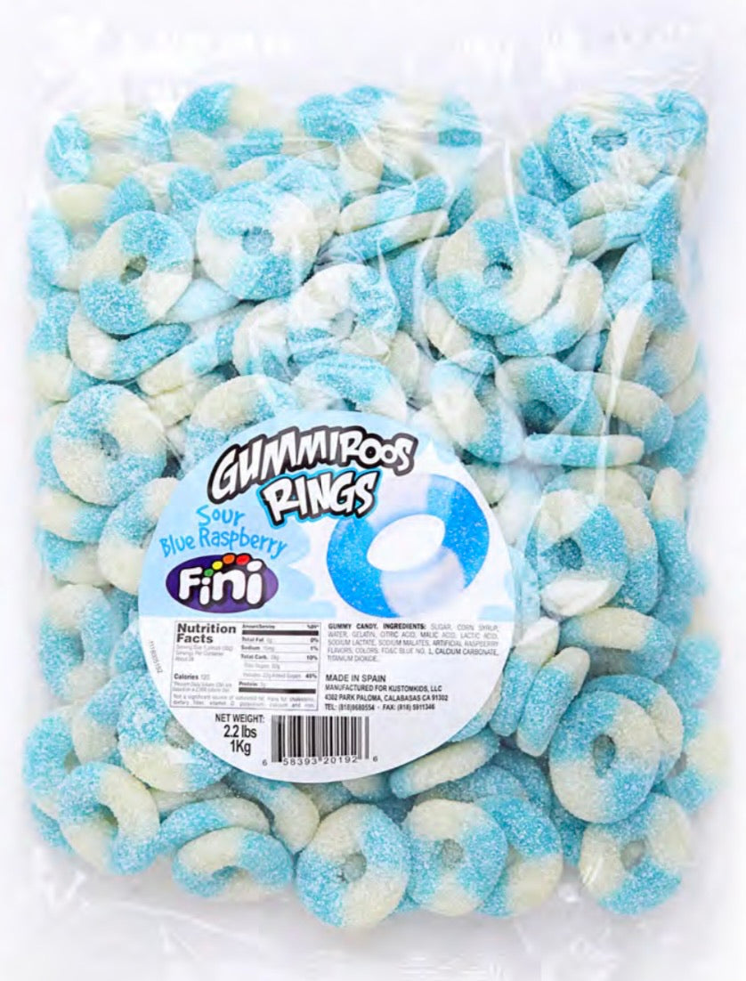 Sour Blue Raspberry Rings - 2.2LB